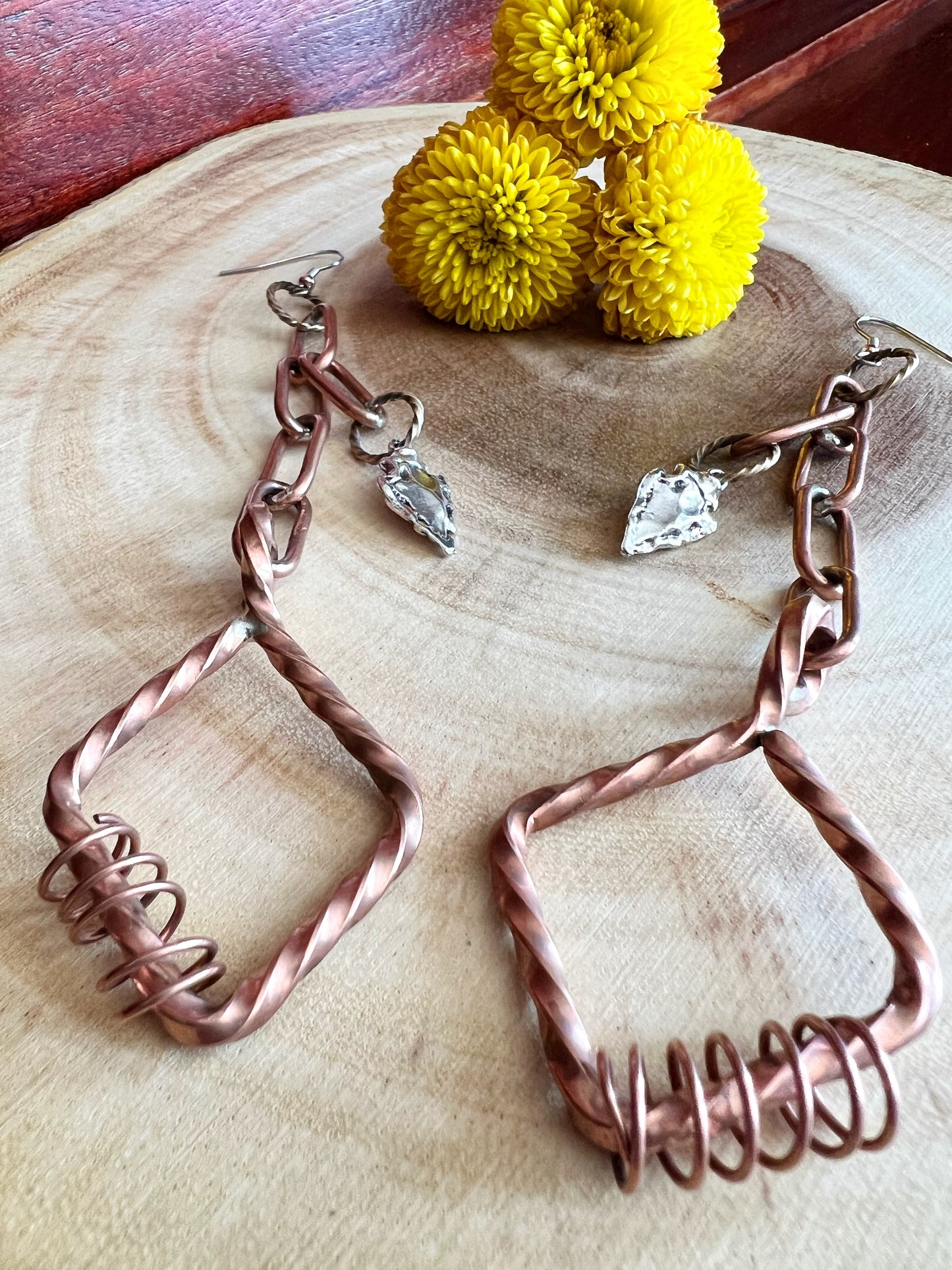 Arrowheads & Twisted Copper Earrings