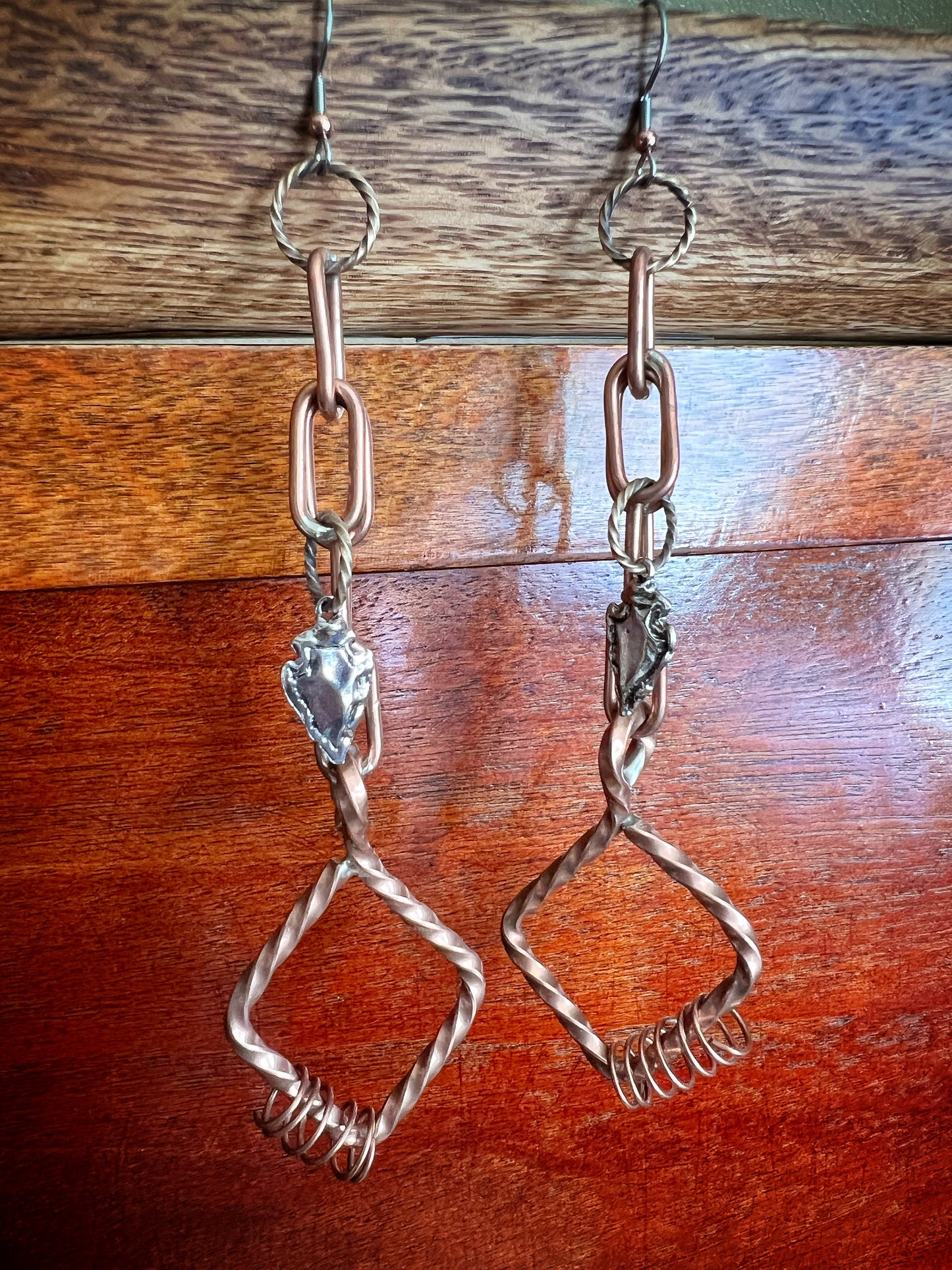 Arrowheads & Twisted Copper Earrings