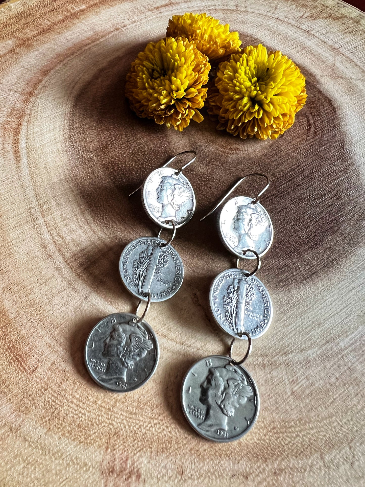 Silver Mercury Dime Earrings