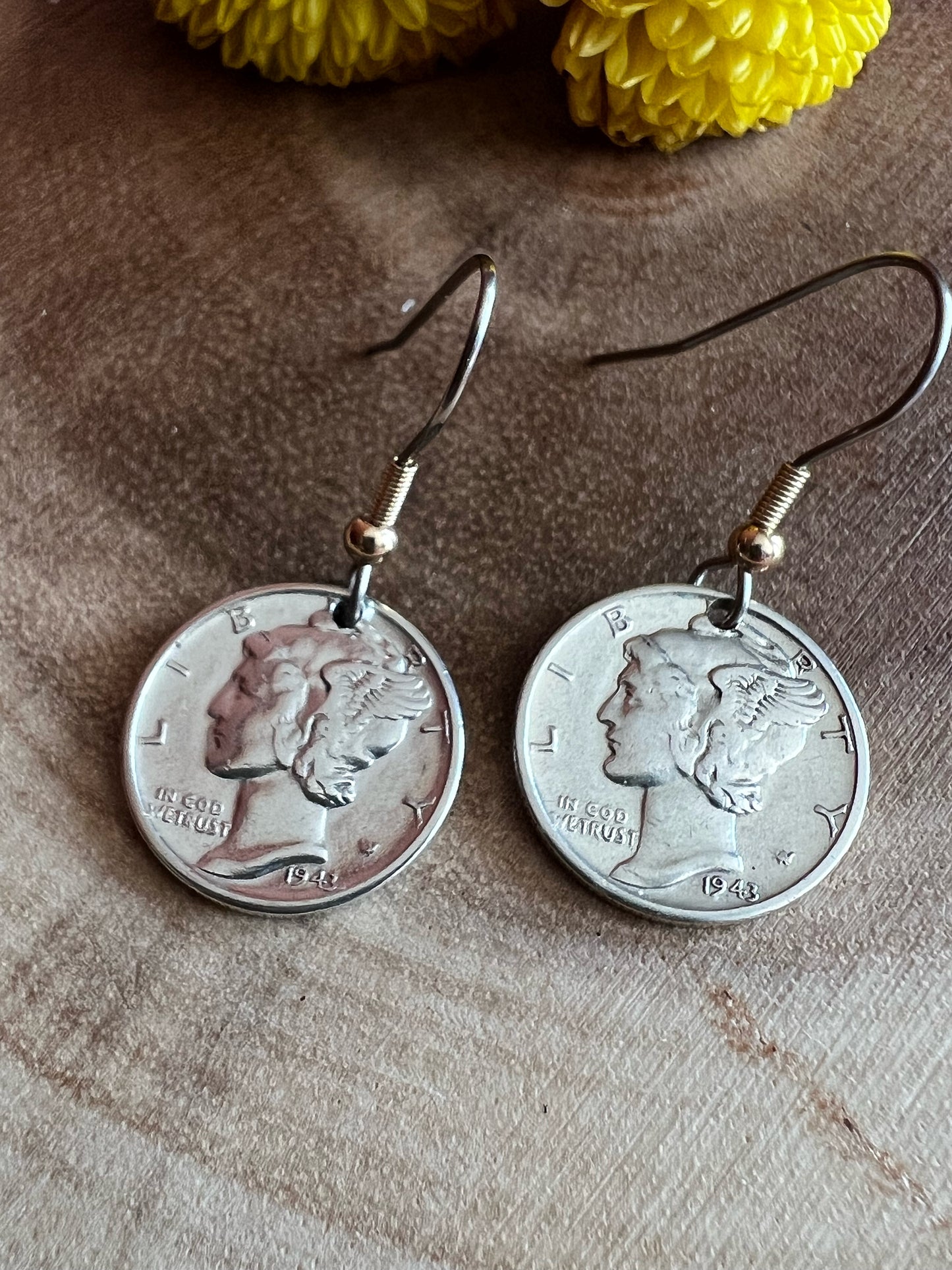 Silver Mercury Dime Earrings