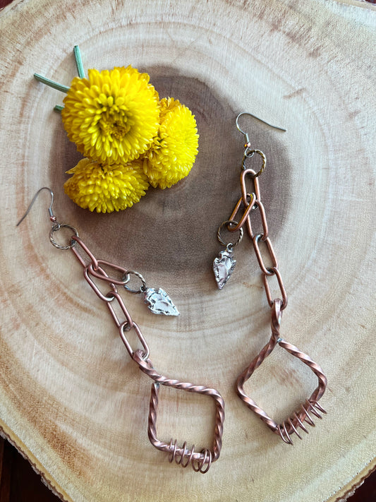 Arrowheads & Twisted Copper Earrings