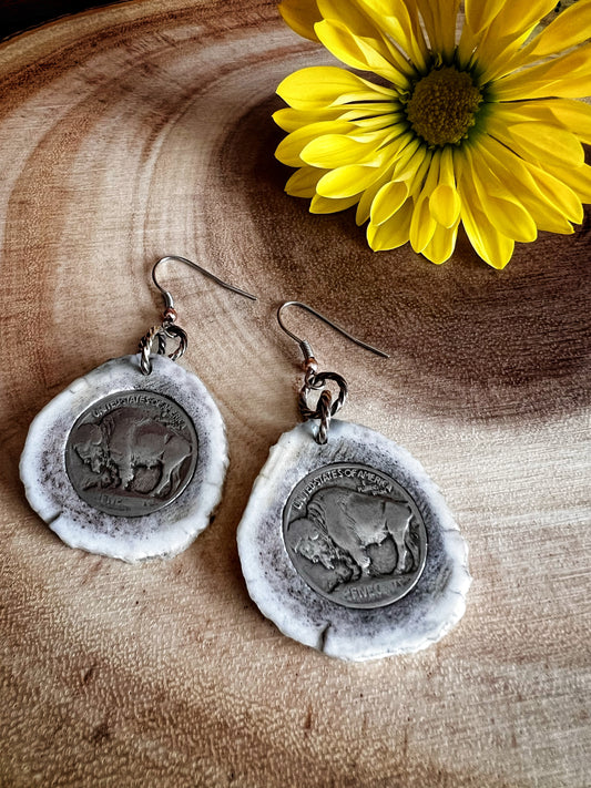 Buffalo Nickel Inlayed Earrings