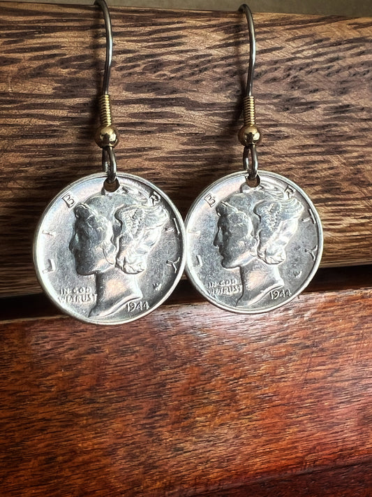 Silver Mercury Dime Earrings