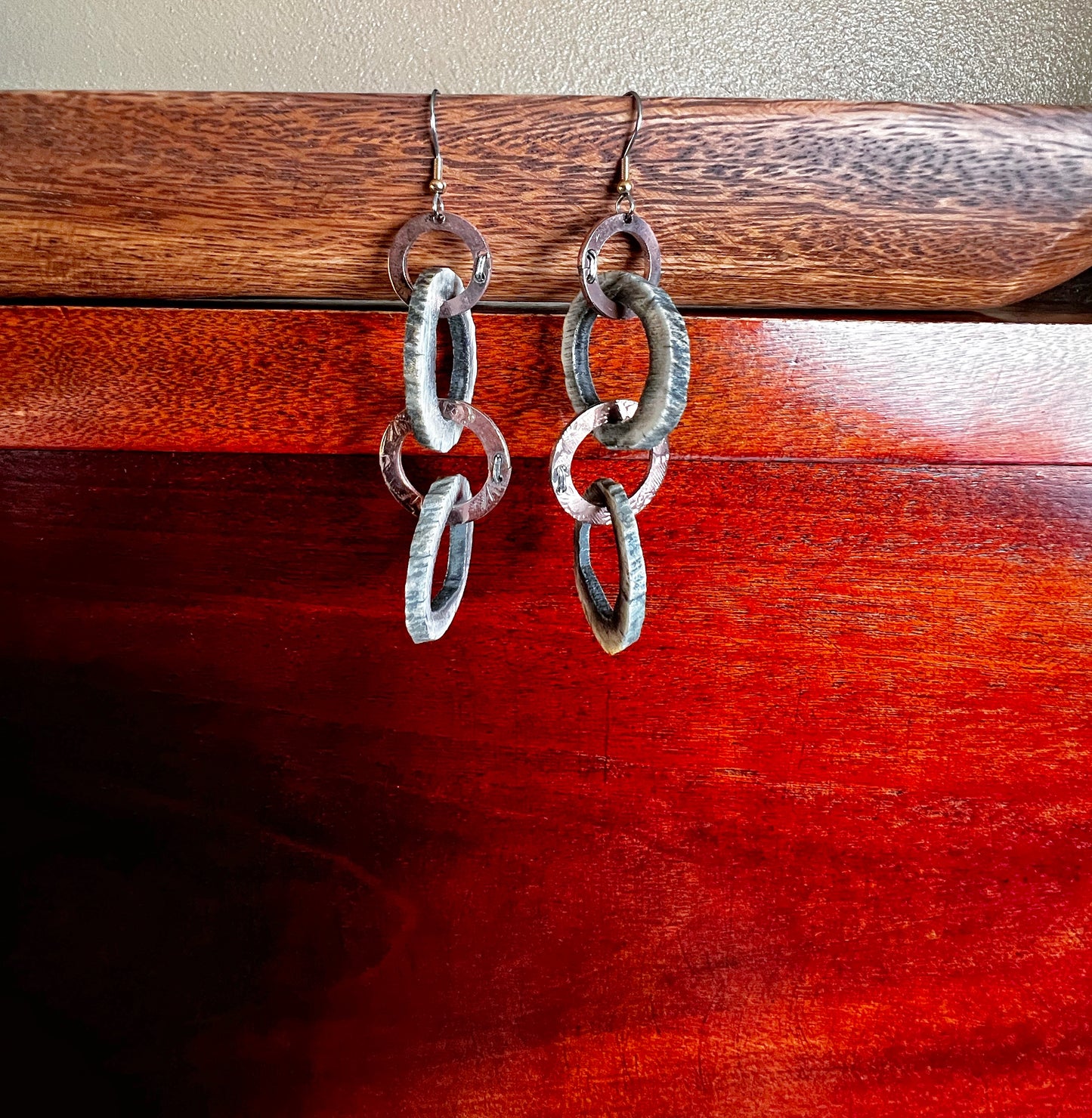 Antler & Copper Circle Earrings