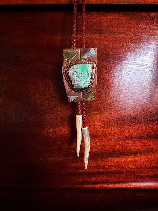 Variscite Bolo featuring Silver & Brass Arrowheads