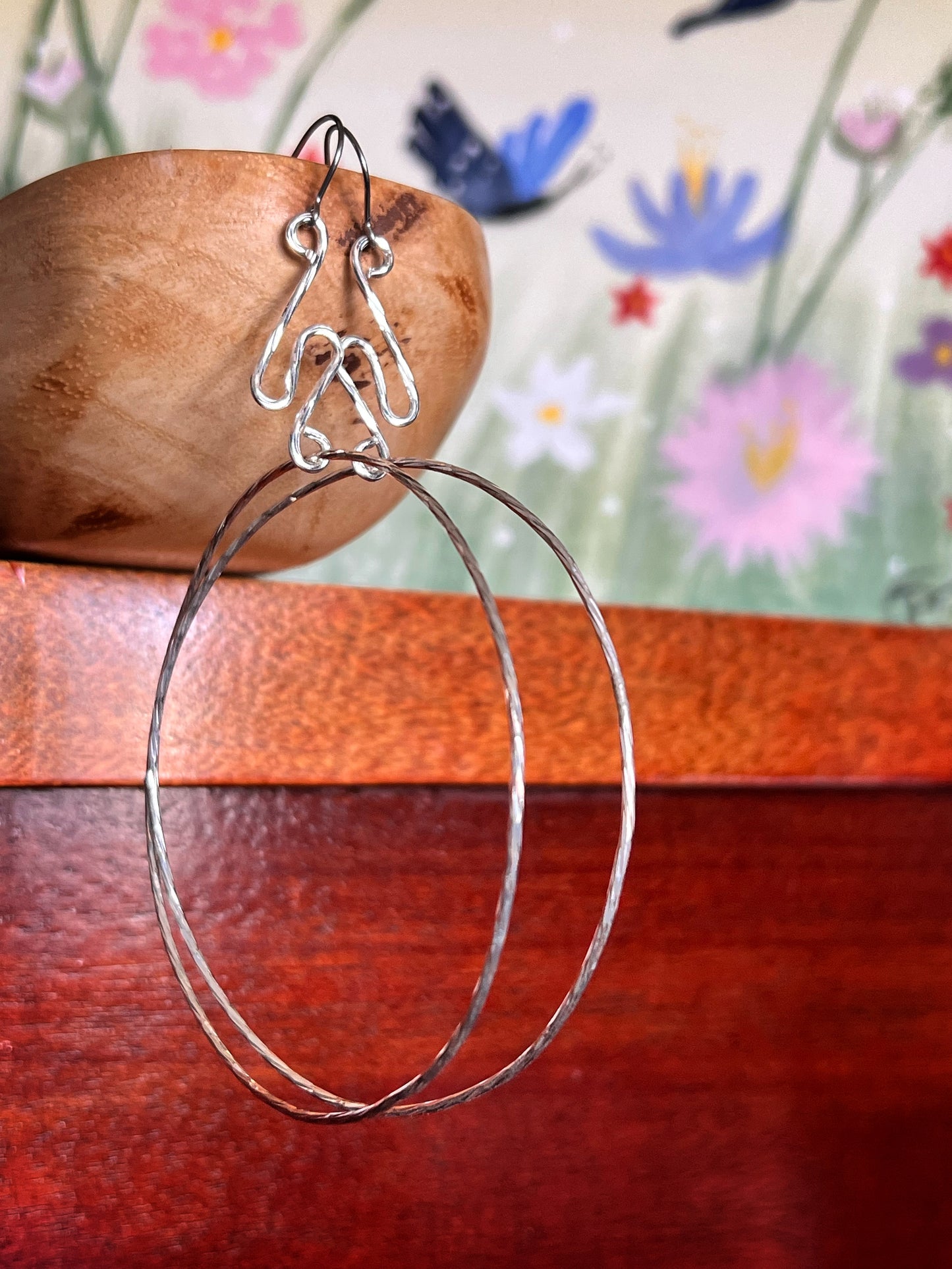 Lazy Wave Silver Hoops